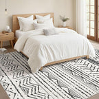 Nakagishi Black Rug for Living Room: 8x10 Washable Boho Large Neutral Soft - Image 5