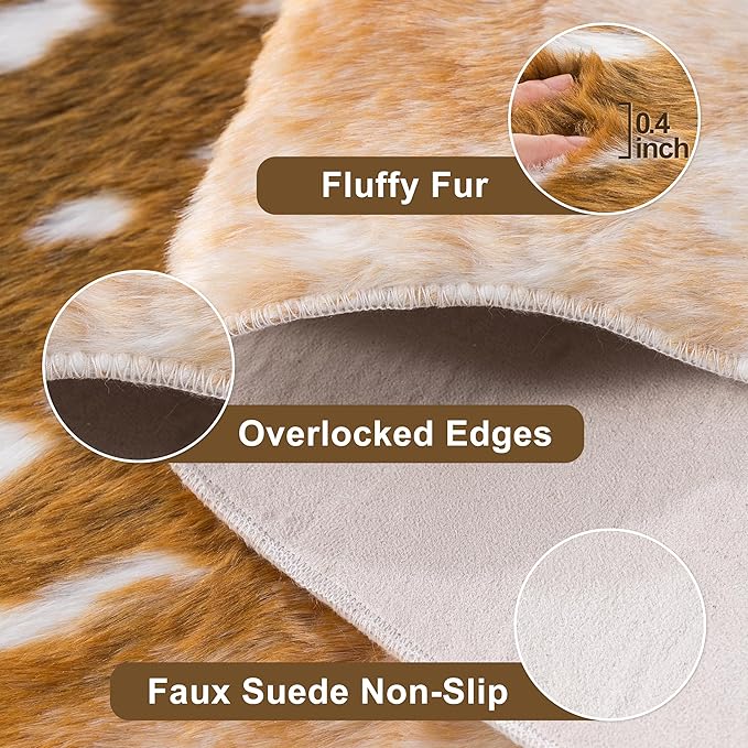 Deer Rug Antelope Print Rug, 6.2x8.2 Feet Faux Deer Hide Fawn Animal Print Skin - Image 3