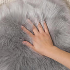 linmopm Faux Fur Rug Sheepskin Shag Fluffy Fuzzy Grey 3x3 ft Rugs - Image 4