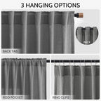 Nanspring Blazer Grey Curtain Linen Blend Light Filtering Back Tab Curtains 108 - Image 3