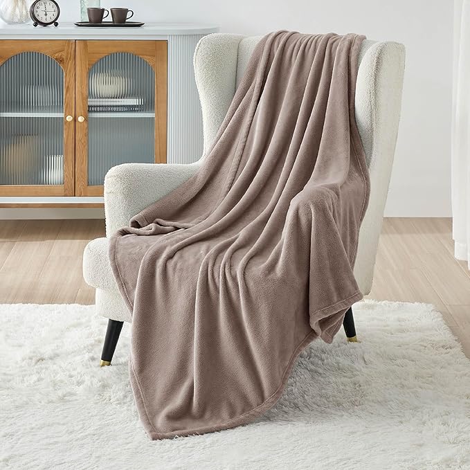 Bedsure GentleSoft Fleece Throw XL Blanket Mocha Brown - Image 2