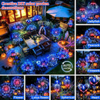 Anordsem Solar Firework Lights Outdoor Garden Fairy Lights 2 Pack Red Blue