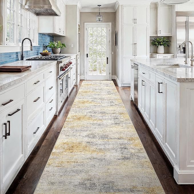 3x18 Washable Kitchen Runner Rug: Modern Abstract Runners - Image 2