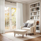 Cream Linen Curtains 96 Inches Long 2 Panels Set Back Tab Rod Pocket Semi Sheer - Image 8