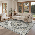 Madane Area Rug 4x6 Washable Rugs: Vintage Living Room Rug Soft Low Pile Non by Madane