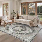 Madane Area Rug 4x6 Washable Rugs: Vintage Living Room Rug Soft Low Pile Non by Madane