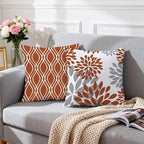 Hexagram Geometric Burnt Orange Pillow Covers 16x16 Set of 4, Decorative - Image 3