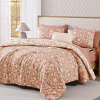BLOOMHAVEN Queen Comforter Set-7 Pieces Pink Floral Bed in a Bag Queen