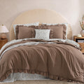 BLOOMHAVEN Queen Comforter Set-7 Pieces Ruffle Bedding with Floral Sheet