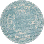 Unique Loom Bromley Collection Area Rug - Wells (3' 1" Round Aqua/Ivory)