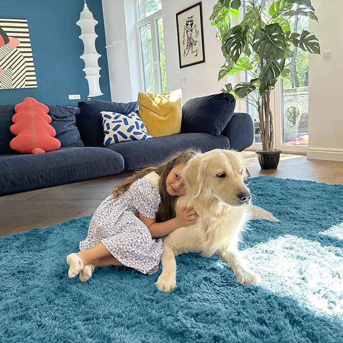 OLANLY 3x5 Machine Washable Small Bedside Rug, Soft Fluffy Shaggy Rugs - Image 5