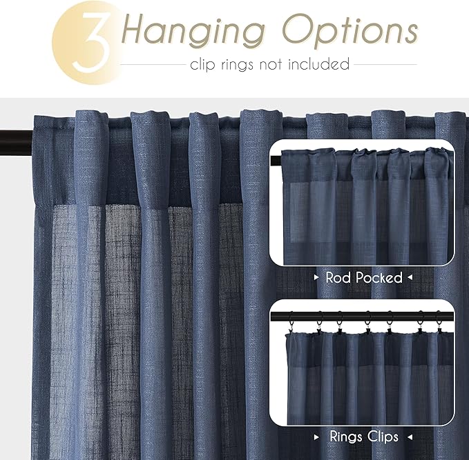 Navy Blue Curtains 80 inch Length - Image 3