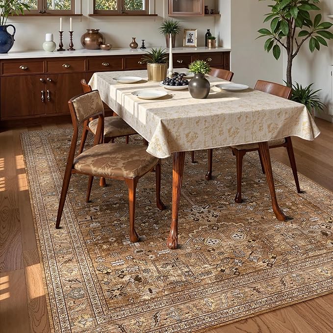 Washable Area Rug 8' x 10' Vintage Traditional Persian Mat - Image 3