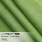 Lime Green Linen Curtains 90 Inch Long 2 Panels Set - Image 2
