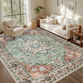 5x7 Area Rugs Living Room Rug: Washable Vintage Distressed Floral Rug No Slip by EXPEDIX