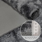 Small Tie-Dyed Area Rug for Bedroom 3x5 Mini Black Grey Fluffy Rug Mat Bedside - Image 3