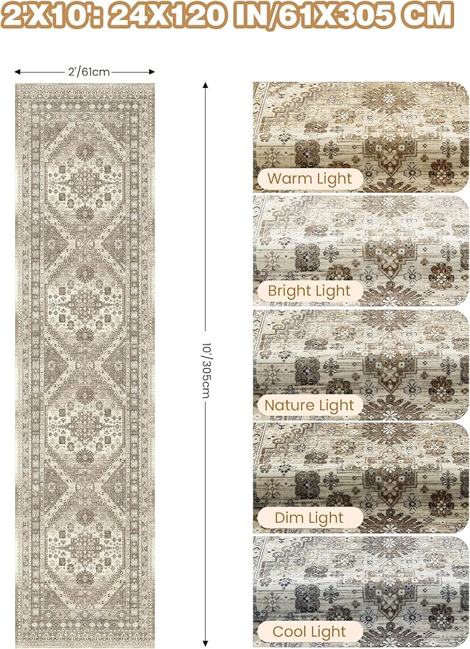 Runner Rug 2x10, Ultra-Thin Kitchen Rugs Non Slip Washable Rugs - Image 2