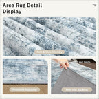 12x15 Washable Area Rug Blue/Grey Neutral Abstract Living Room Large Carpet Non - Image 6