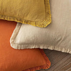 MIULEE Decorative Throw Pillow Covers Neutral Linen Fringe Throw Pillows Set of - Image 4