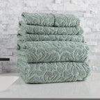 6PC Jacquard Towel Set - 500GSM 100% Cotton Bathroom Accessories - 2 Bath Towels, 2 Hand Towels and 2 Wash Cloths - Soft and Absorbent Bathroom Set for Shower, Gym, Dorm, and Spa by Lavish Home (Clay)