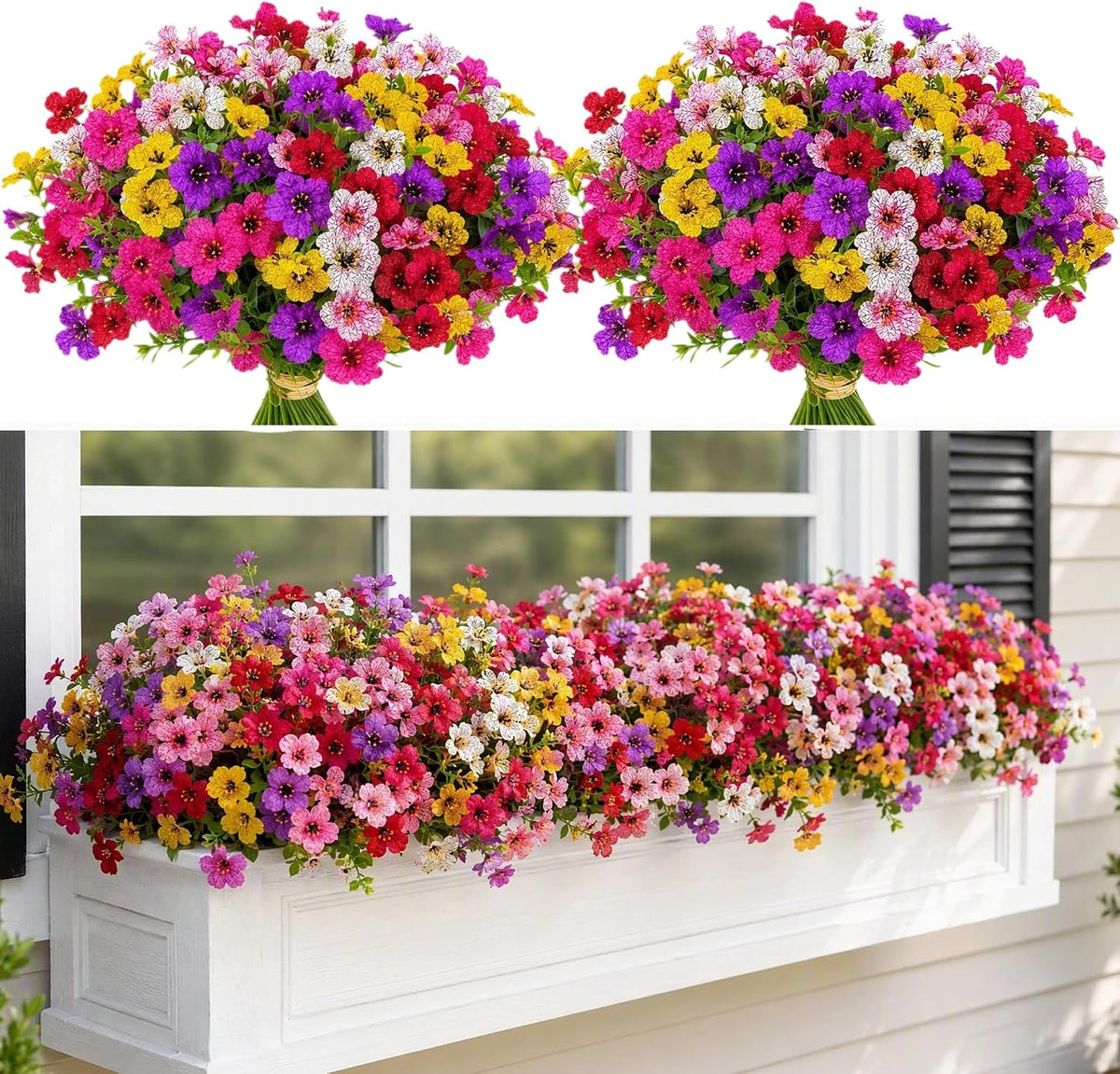 20 Bundles Artificial Flowers UV Resistant Plastic 6 Mixed Color