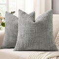 decorUhome Neutral Grey Chenille Throw Pillow Covers 16x16 Set of 2 Textured by decorUhome