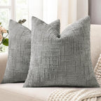 decorUhome Neutral Grey Chenille Throw Pillow Covers 16x16 Set of 2 Textured by decorUhome