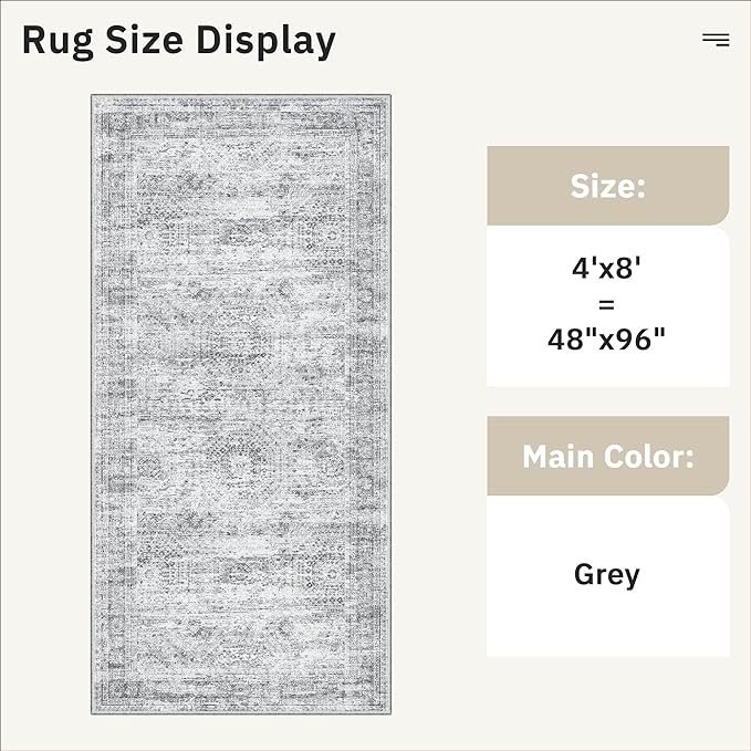 Hallway Runner Rug 4x8 Wide: Washable Thin Runners - Image 5
