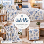 Snowflake Throw Blanket 60x80 Inches, Soft Lightweight Winter Blanket
