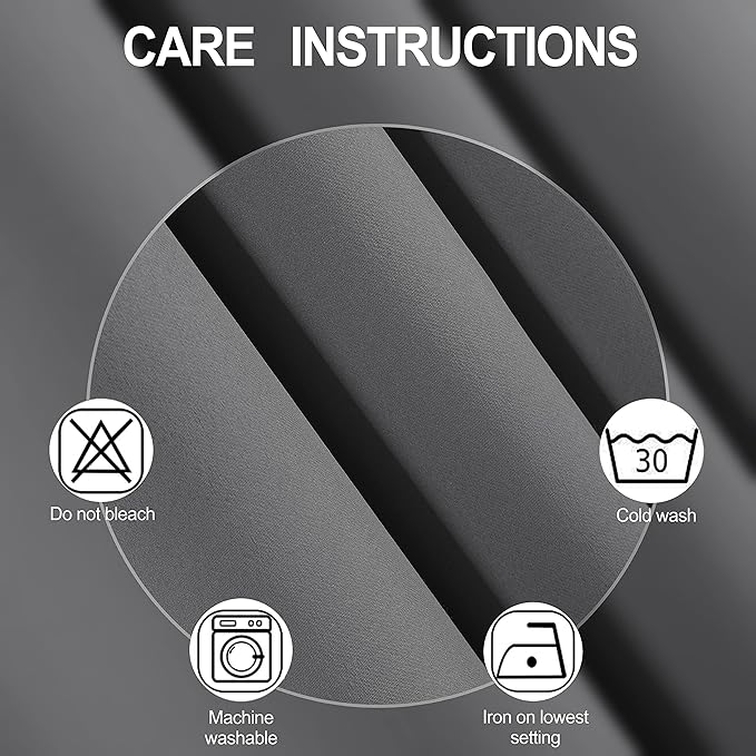 LEMOMO Frost Grey Thermal Blackout Curtains/42 x 95 Inch/Set of 2 Panels Room - Image 4