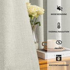 Yakamok Cream Linen Curtains 100% Blackout 63 Inches Long, Room Darkening - Image 5