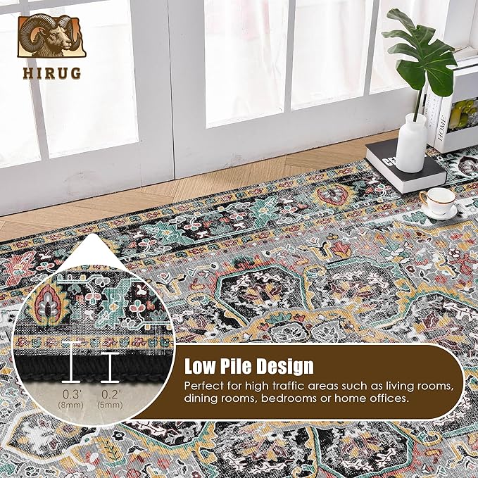 Washable Area Rug 4' x 6' Vintage Traditional Persian Mat - Image 5