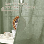 LAMIT 95 Inches Long Sage Green Linen Curtains - Image 5