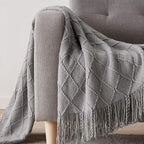 BOURINA Light Grey Throw Blanket 50 x90 Inches Throw Textured Solid Soft Sofa - Image 4