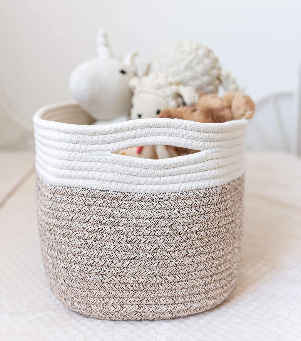 OrganiHaus Cotton Rope Baskets for Shelves, Set of 3, 15x9x10