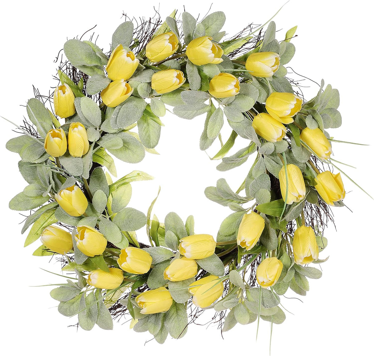 24" Artificial Lavender Floral Spring Wreath with Green Leaves