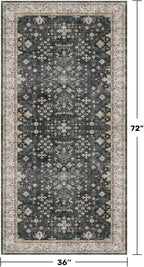 Black Boho Washable 3x6 Large Kitchen Runner Rug, Indoor Entryway Home Office - Image 2