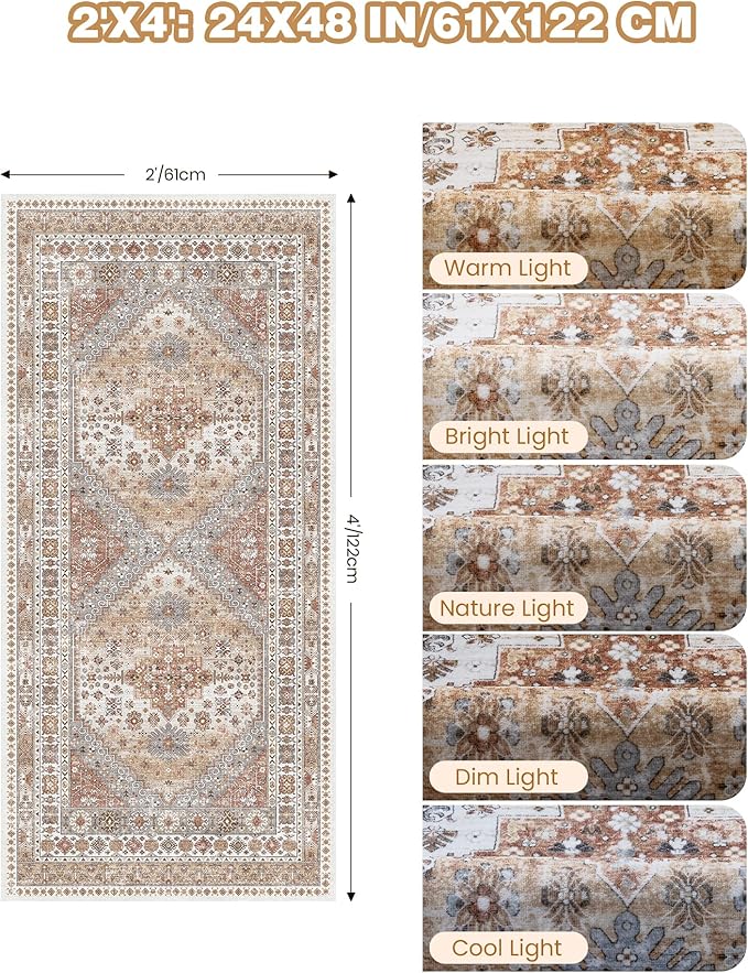 2x4 Washable Rug Runner for Bathroom, Soft Entryway Rug for Laundry Room - Image 2