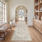 Madane Washable Runner Rugs 2x10 Long for Hallway Kitchen, Beige/Brown
