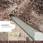 Area Rug 4x6 Brown Rug Washable Boho Rugs Non Slip Low Pile Abstract Coffee - Image 5