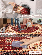 SERISSA Runner Rug for Hallways, Extra Long Boho Rug Ultra Soft Vintage Red - Image 3