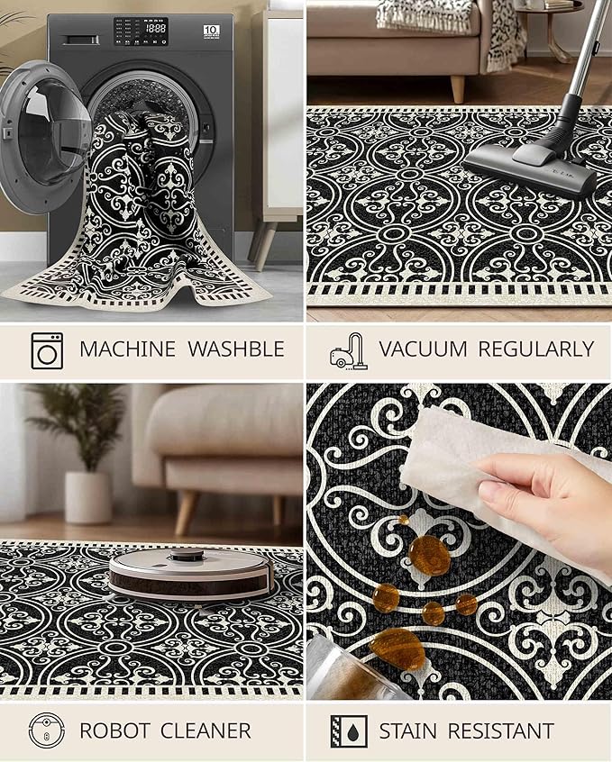 Latte&Fog 2x3 Entryway Rug, Small Modern Abstract Door Mat, Washable Kitchen Rug - Image 5