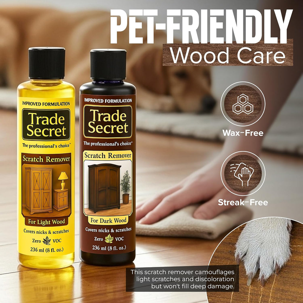 Trade Secret Wood Scratch Remover 2 Pack, Light and Dark, 8 oz, 2 Count