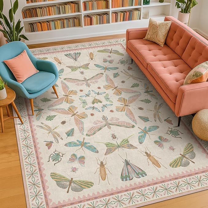 Hazo Haus Washable 5x8 Light Pink Rug - Image 3