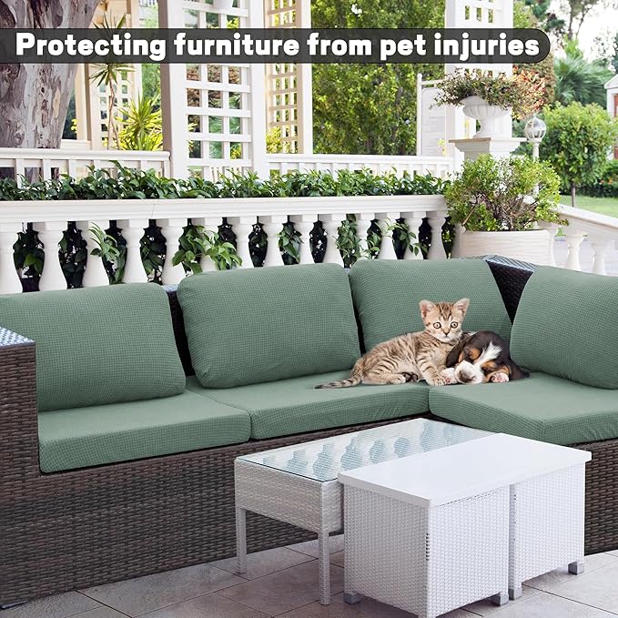 8Pcs Outdoor Cushion Covers, Patio Cushion Covers, Stretch Elastic Slipcovers - Image 3