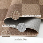 Lahome Colette Checkered Easy Jute Entryway Rug, Washable Rugs 3x5 - Image 5