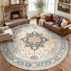 8ft Round Rug, Area Rugs 8ft, Washable Rug, Rugs by RELEANY