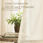 LAMIT Beige Linen Curtains for Living Room 84 inch Length, Light Filtering Semi - Image 5