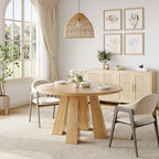IDEALHOUSE 47" Round Dining Table for 4-6, Farmhouse Wood Kitchen Table