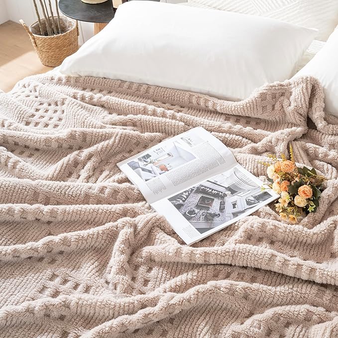 90x104 Inch Brown Waffle Queen Blanket - Image 4